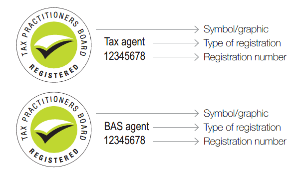 Tax and BAS agents symbol with their elements named