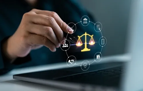 Decorative image man at a laptop