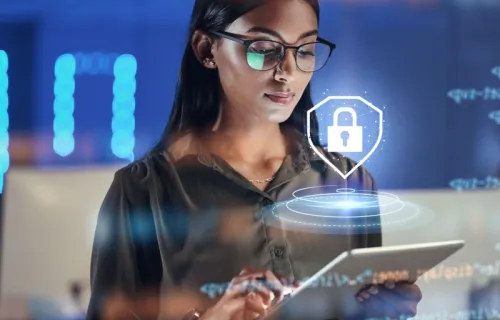 Lady using a secure device