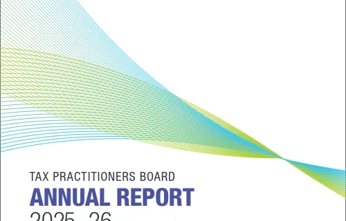 white background with text TPB annual report 2025-26